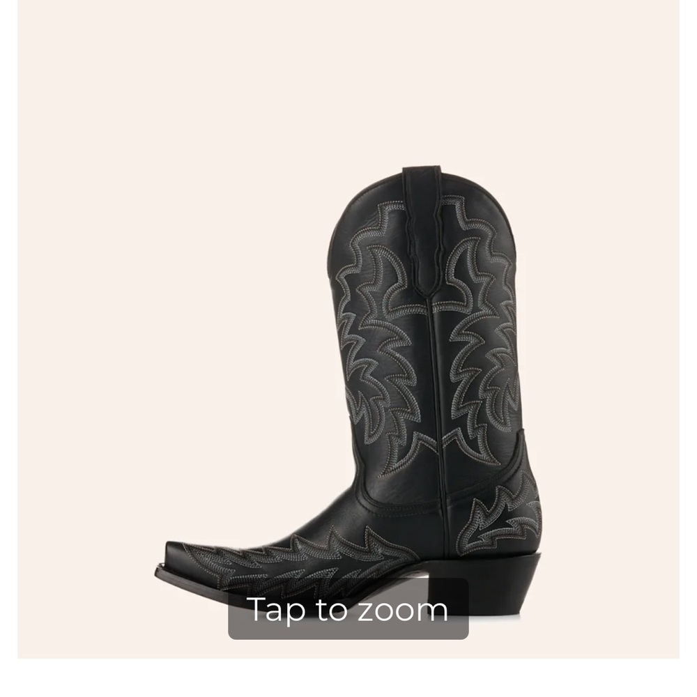 Classic Black Western Leather Cowboy Boots - Women's Ankle Booties - Picture 2 of 9
